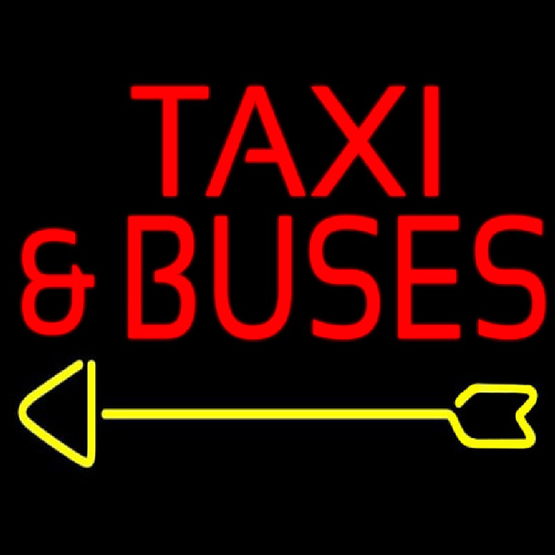 Red Ta i And Buses With Arrow Neonkyltti