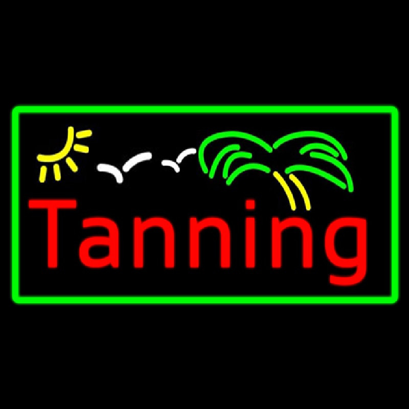 Red Tanning Palm Tree With Green Border Neonkyltti