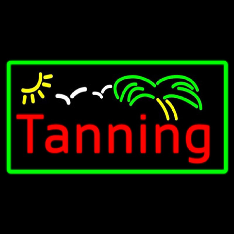 Red Tanning Palm Tree With Green Border Neonkyltti