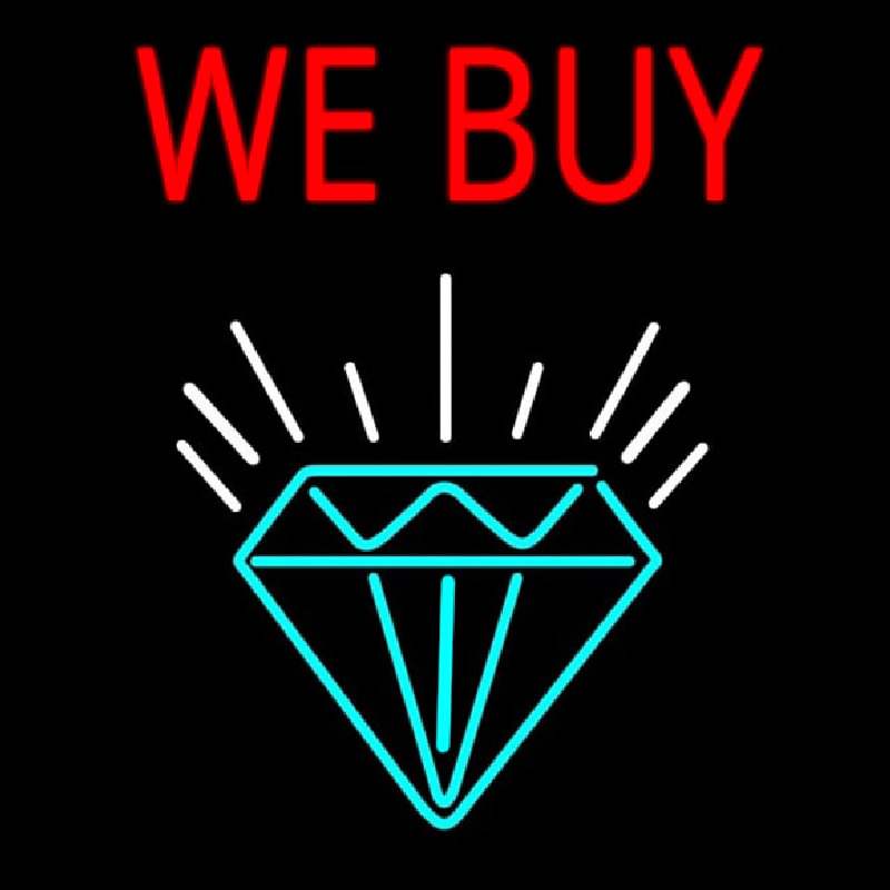 Red We Buy Diamond Logo Neonkyltti