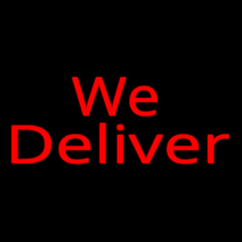 Red We Deliver Cursive Neonkyltti