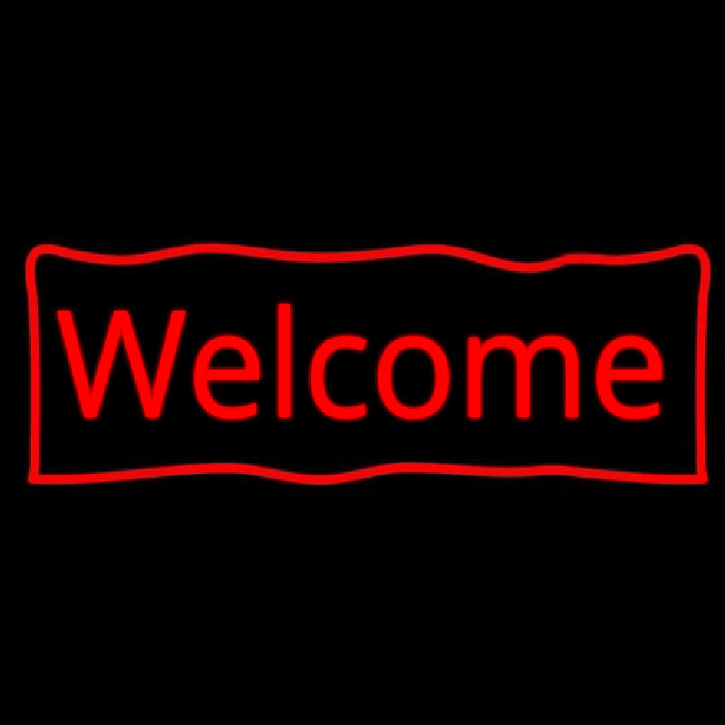 Red Welcome With Outline Neonkyltti