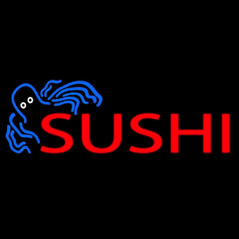 Red Yellow Sushi With Jellyfish Neonkyltti