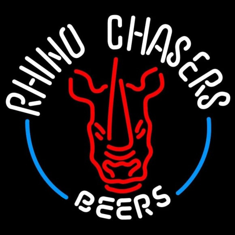 Rhino Chasers Large Beer Sign Neonkyltti