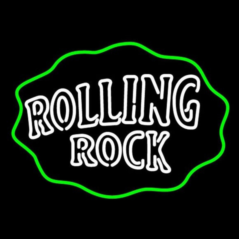 Rolling Rock Double Line Logo With Wavy Circle Beer Sign Neonkyltti