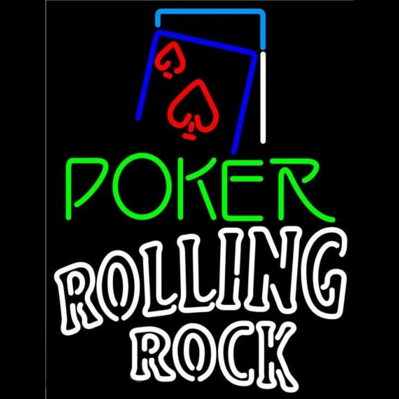 Rolling Rock Green Poker Red Heart Beer Sign Neonkyltti