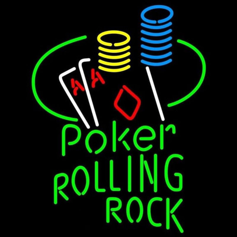 Rolling Rock Poker Ace Coin Table Beer Sign Neonkyltti