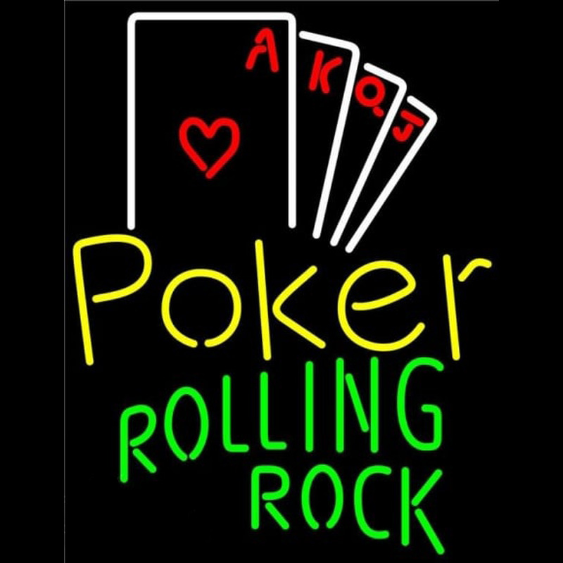 Rolling Rock Poker Ace Series Beer Sign Neonkyltti