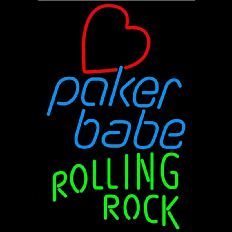 Rolling Rock Poker Girl Heart Babe Beer Sign Neonkyltti