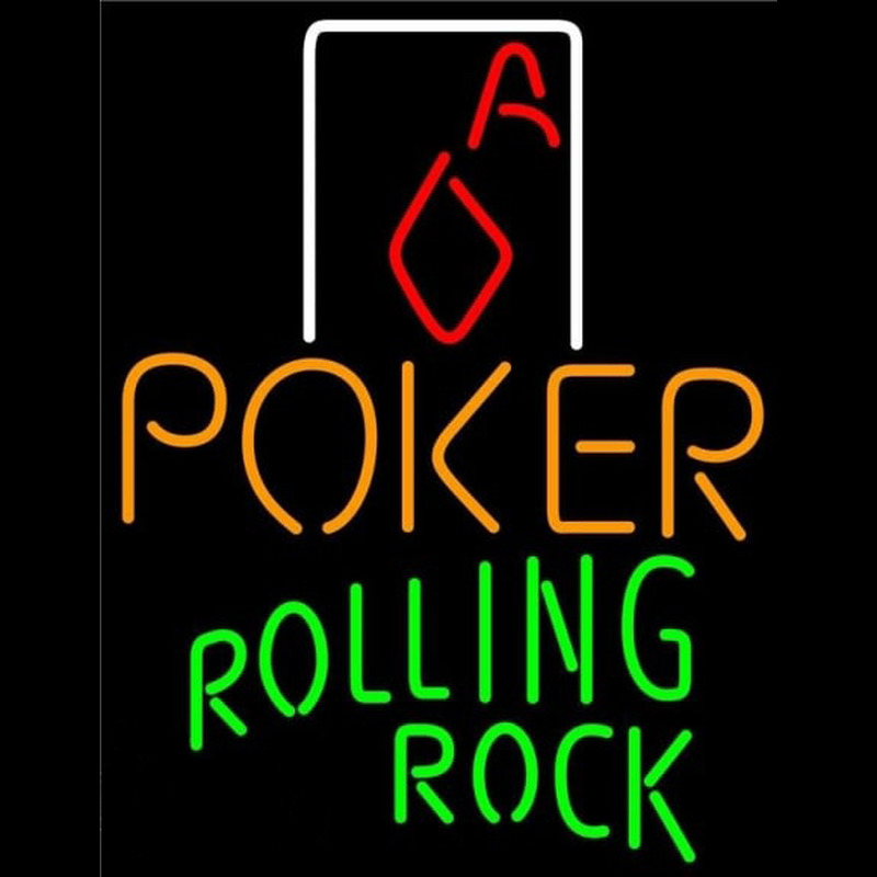 Rolling Rock Poker Squver Ace Beer Sign Neonkyltti