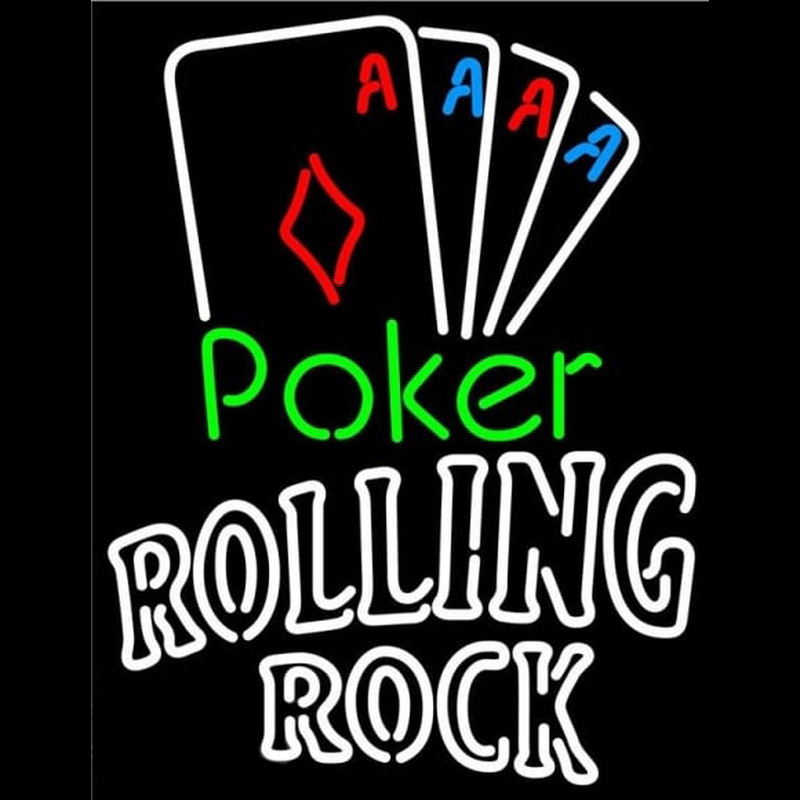 Rolling Rock Poker Tournament Beer Sign Neonkyltti