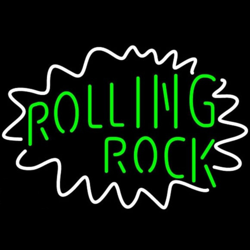 Rolling Rock Single Line Logo With Wavy Circle Beer Sign Neonkyltti