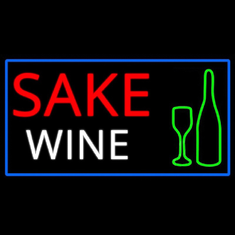Sake Wine Bottle Glass With Blue Border Neonkyltti