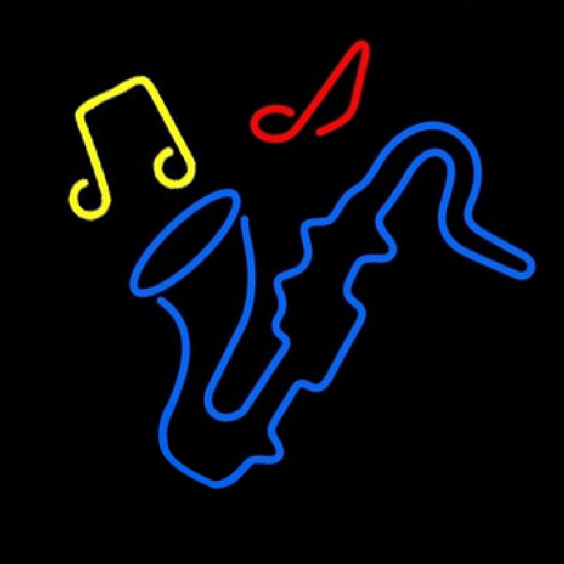 Saxophone With Musical Notes Neonkyltti