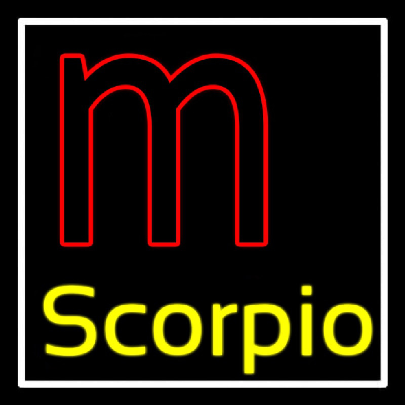 Scorpio Zodiac White Border Neonkyltti