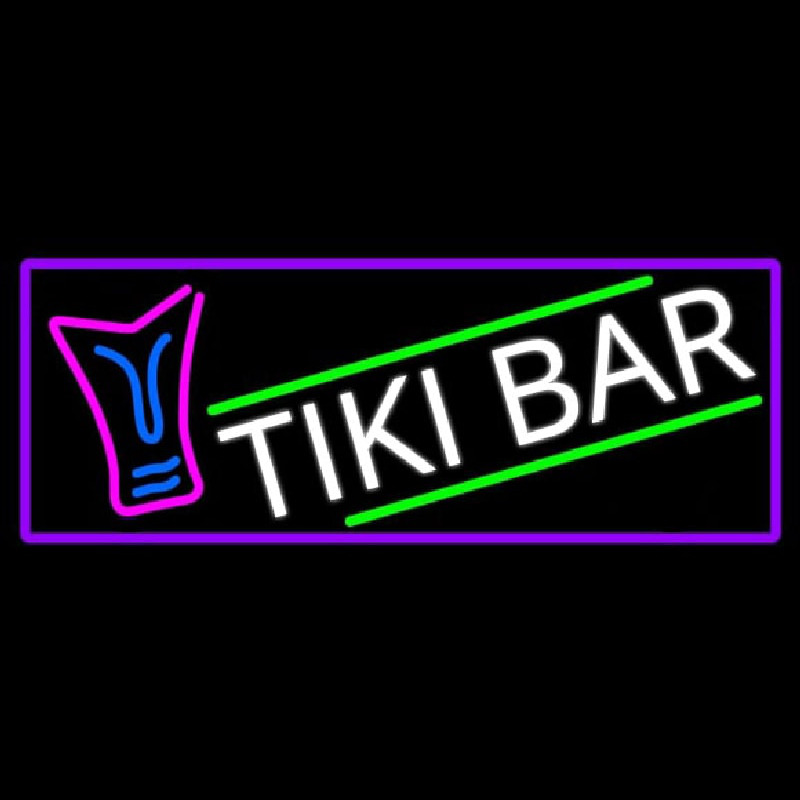 Sculpture Tiki Bar With Purple Border Neonkyltti