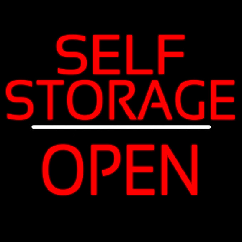 Self Storage Open White Line Neonkyltti