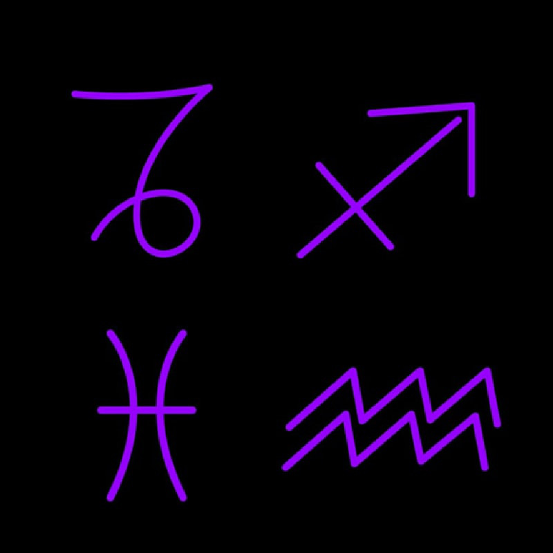 Set of Zodiac Sagittarius Capricorn Aquarius Pisces Neonkyltti