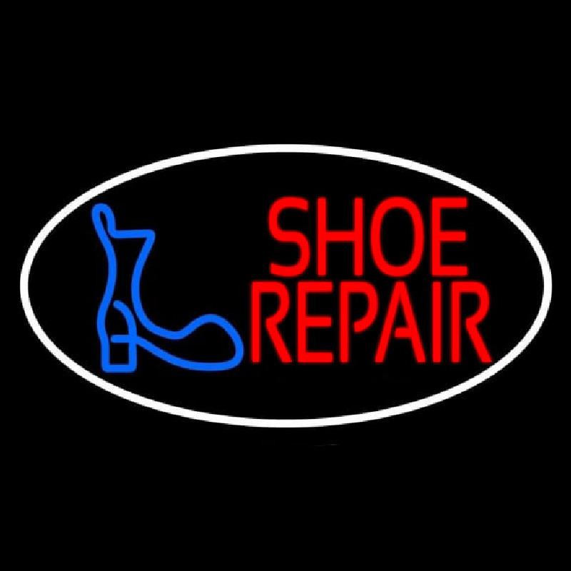 Shoe Repair Logo White Border Neonkyltti