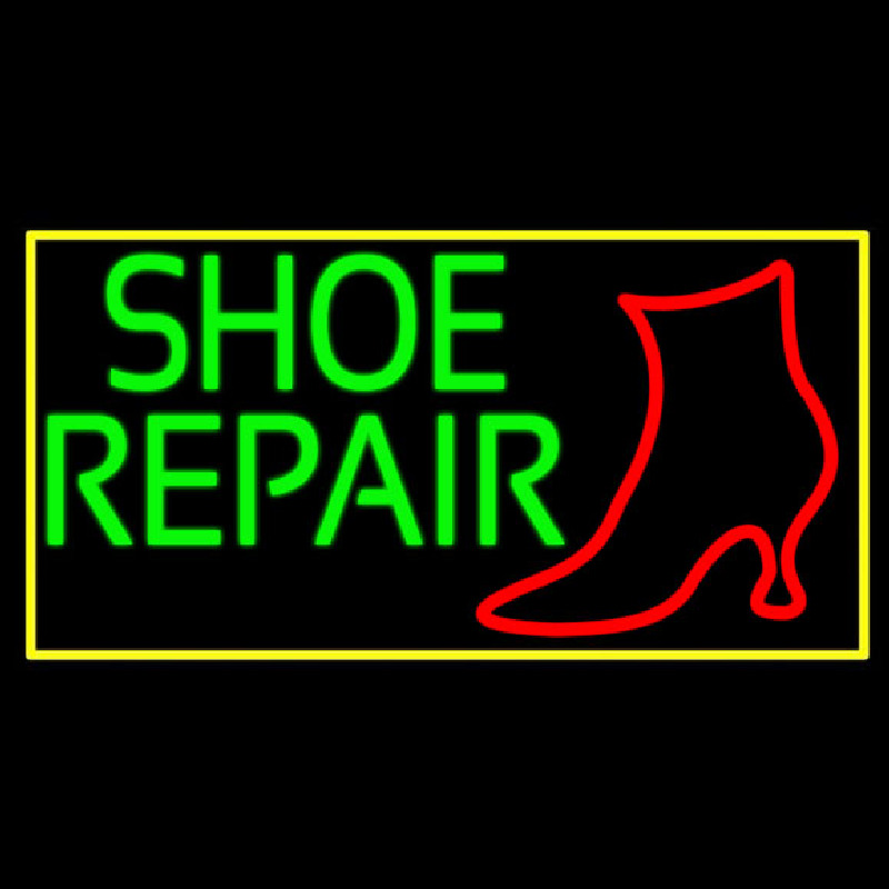 Shoe Repair Yellow Border Neonkyltti