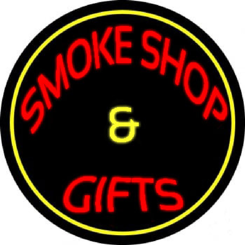 Smoke Shop And Gifts With Yellow Border Neonkyltti