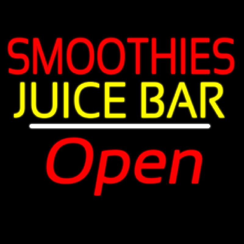 Smoothies Juice Bar Open White Line Neonkyltti