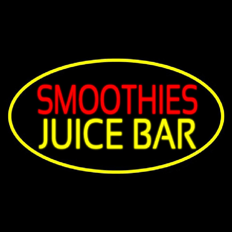 Smoothies Juice Bar Oval Yellow Neonkyltti