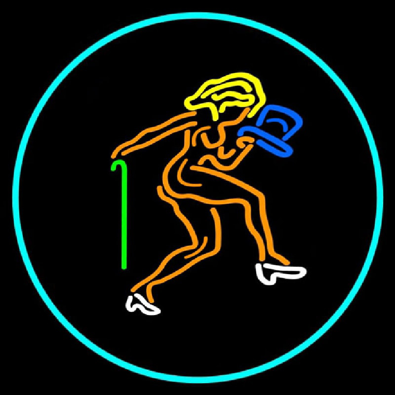 Strip Girl With Hat And Stick Neonkyltti