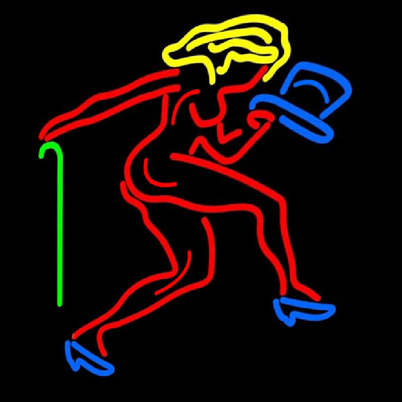 Strip Girl With Hat And Stick Neonkyltti