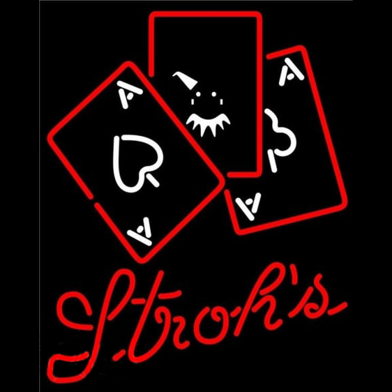 Strohs Ace And Poker Beer Sign Neonkyltti