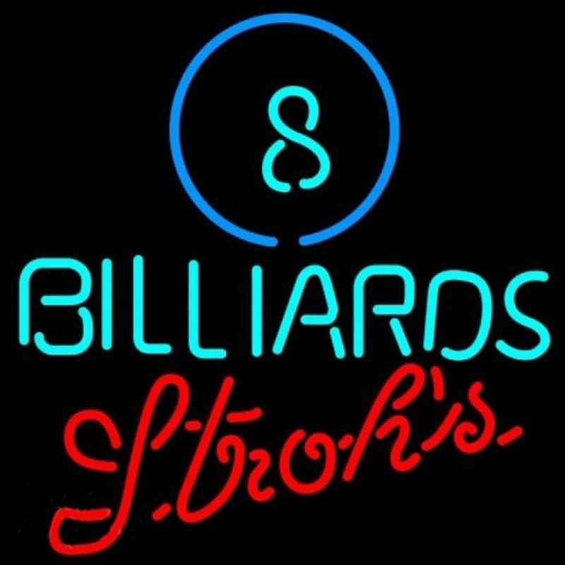 Strohs Ball Billiards Pool Beer Sign Neonkyltti