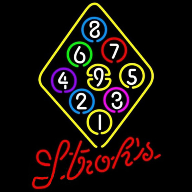 Strohs Ball Billiards Rack Pool Beer Sign Neonkyltti