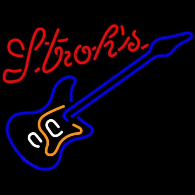 Strohs Blue Electric Guitar Beer Sign Neonkyltti