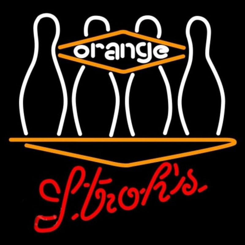 Strohs Bowling Orange Beer Sign Neonkyltti