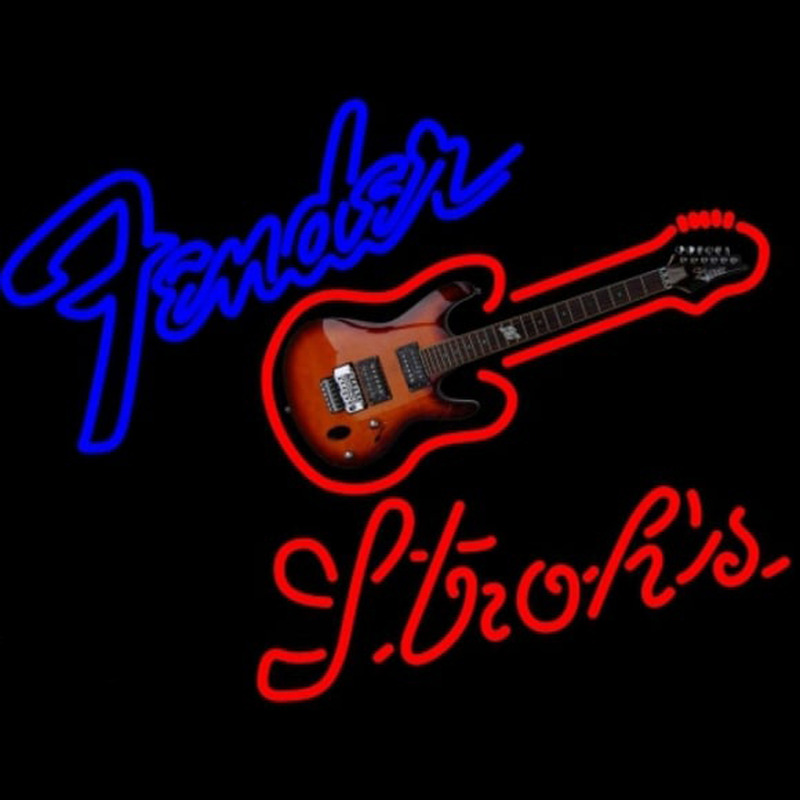 Strohs Fender Guitar Beer Sign Neonkyltti