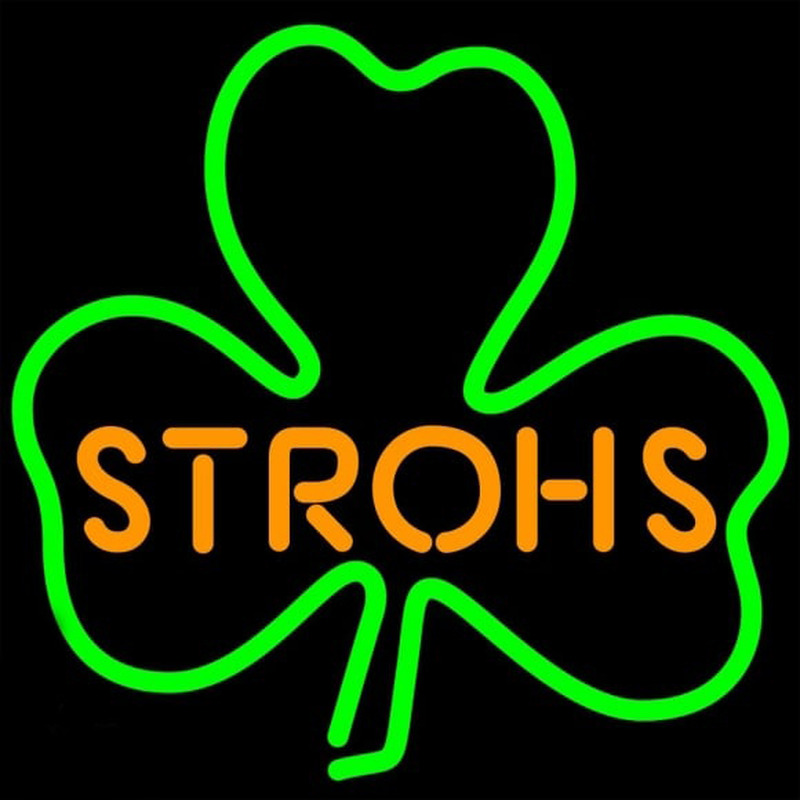 Strohs Green Clover Beer Sign Neonkyltti