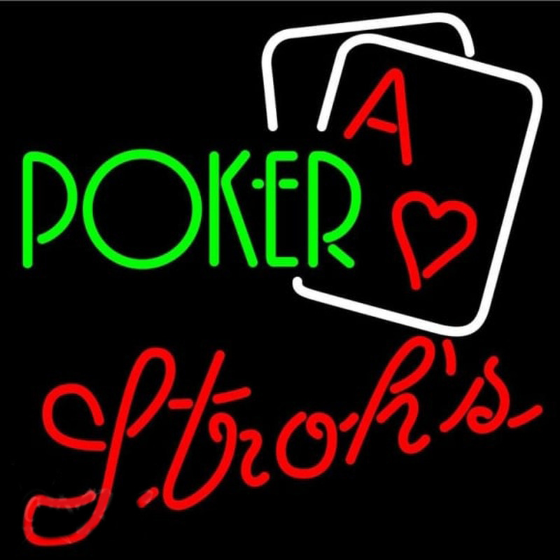 Strohs Green Poker Beer Sign Neonkyltti