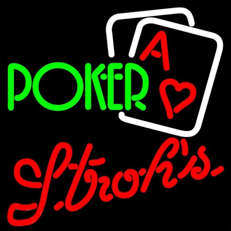 Strohs Green Poker Beer Sign Neonkyltti