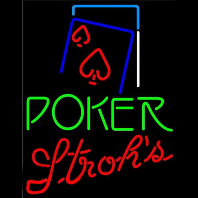 Strohs Green Poker Red Heart Beer Sign Neonkyltti