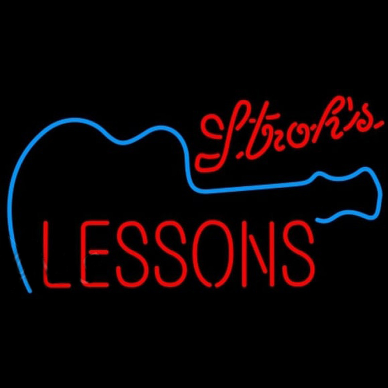 Strohs Guitar Lessons Beer Sign Neonkyltti