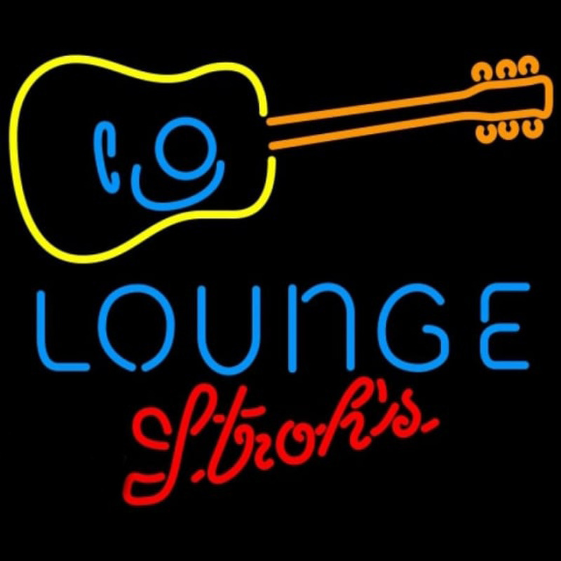 Strohs Guitar Lounge Beer Sign Neonkyltti