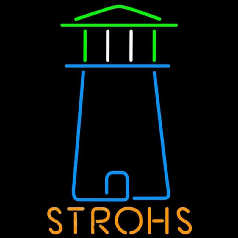 Strohs Lighthouse Art Beer Sign Neonkyltti