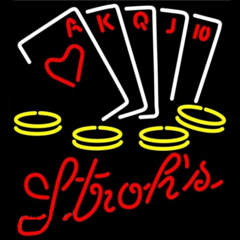 Strohs Poker Ace Series Beer Sign Neonkyltti