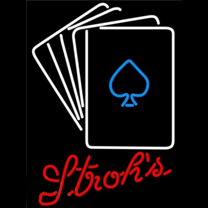 Strohs Poker Cards Beer Sign Neonkyltti