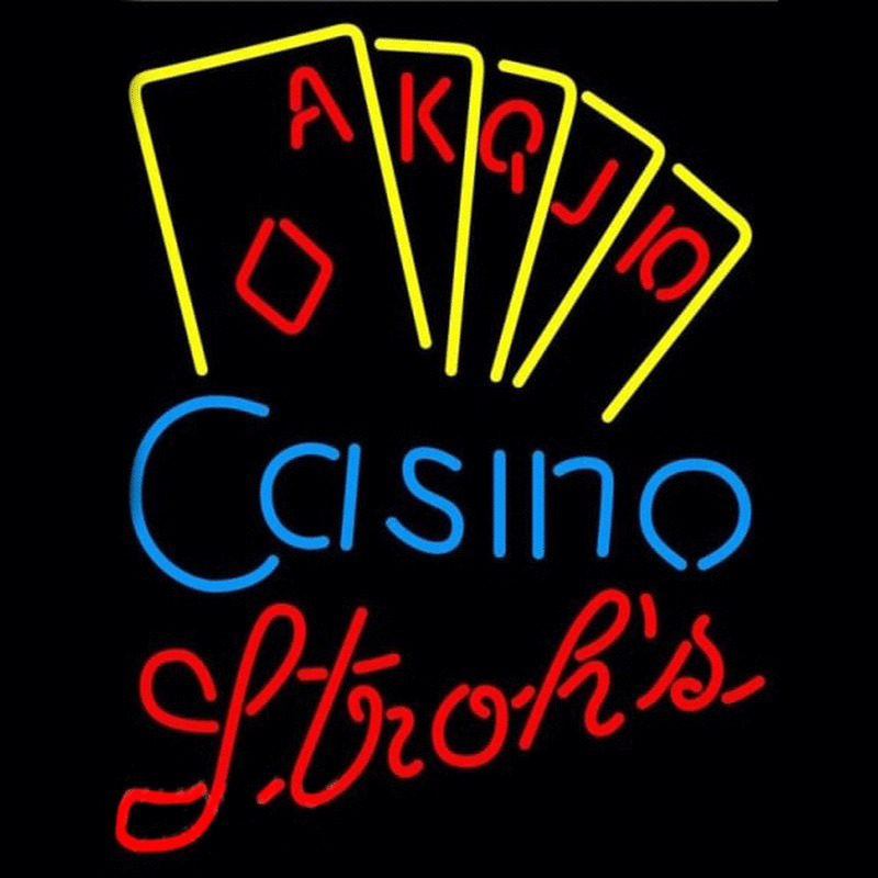 Strohs Poker Casino Ace Series Beer Sign Neonkyltti