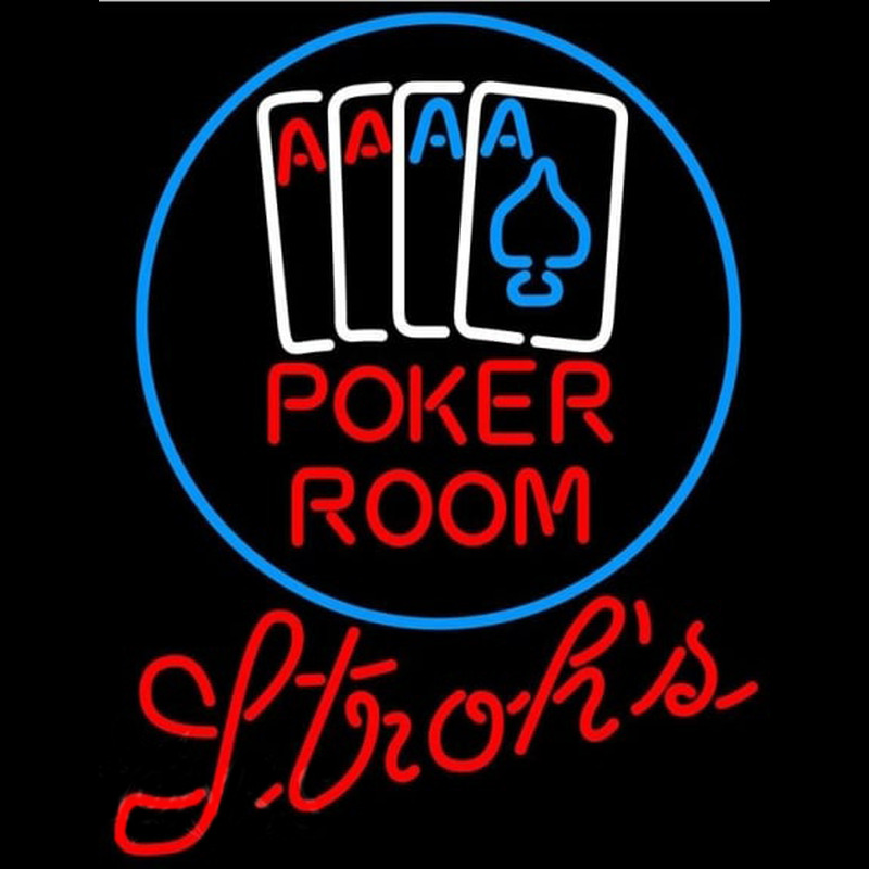 Strohs Poker Room Beer Sign Neonkyltti