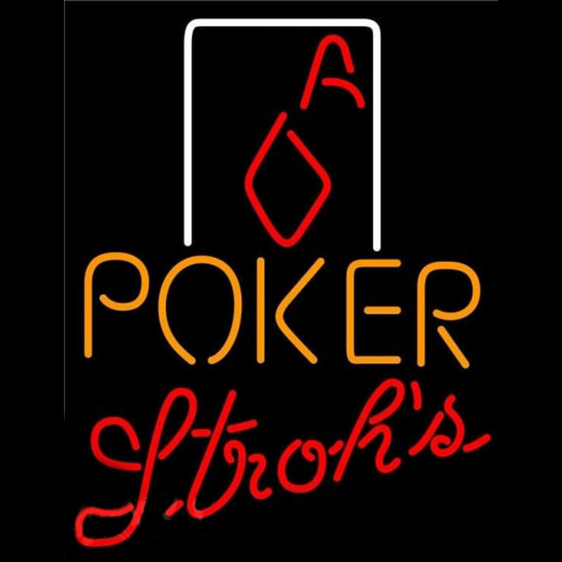 Strohs Poker Squver Ace Beer Sign Neonkyltti