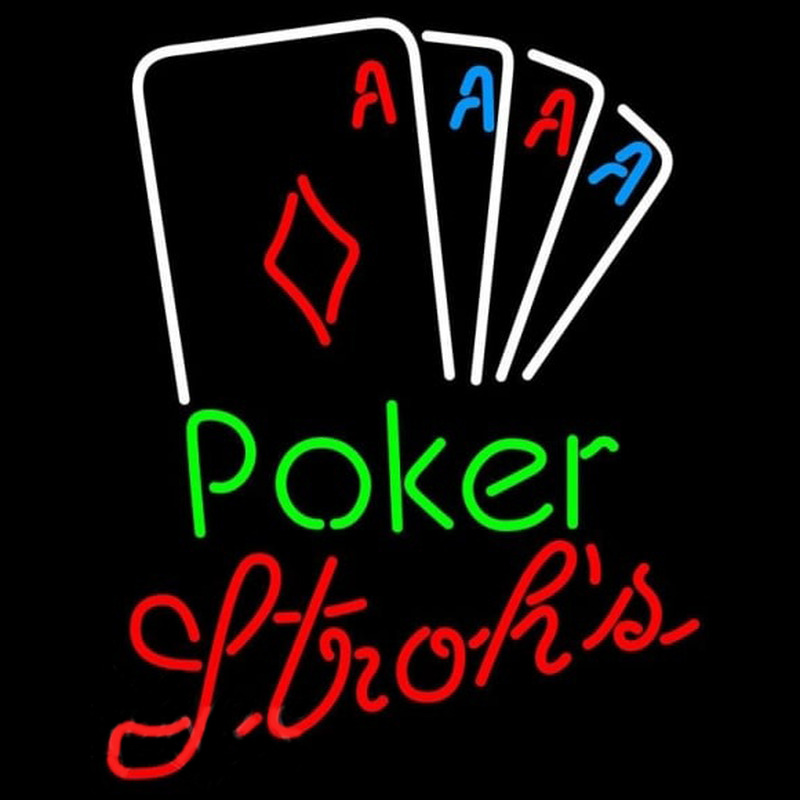 Strohs Poker Tournament Beer Sign Neonkyltti