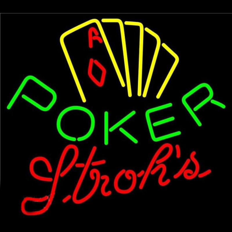 Strohs Poker Yellow Beer Sign Neonkyltti