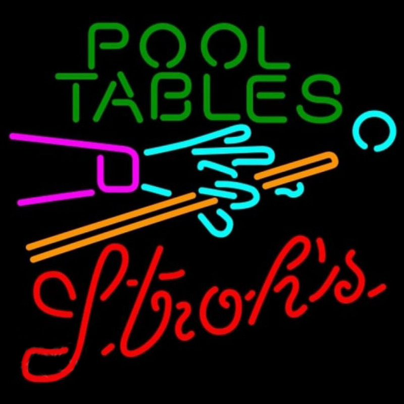 Strohs Pool Tables Billiards Beer Sign Neonkyltti